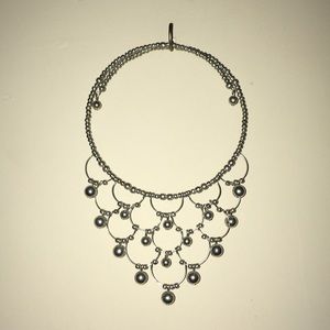 Silver Beaded Choker Necklace